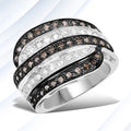 0.80 Carat Genuine Brown Diamond and White Diamond .925 Sterling Silver Ring by Bids.com