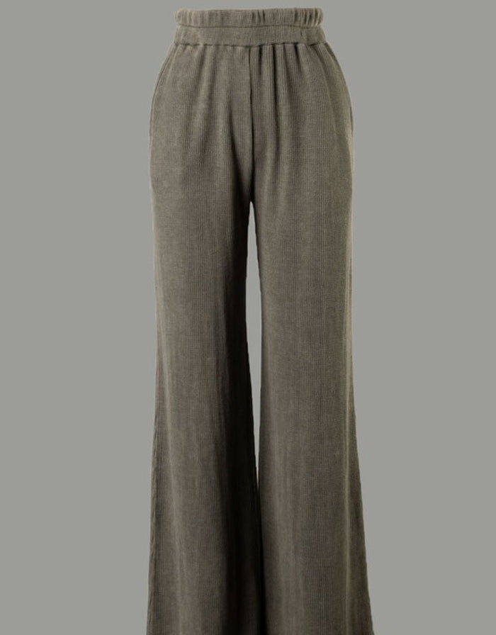 Wendy Mineral Wash Waffle Pants - Olive by Boutique 23