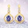 0.76 Carat Genuine Tanzanite and White Diamond 14K Yellow Gold Earrings by Bids.com