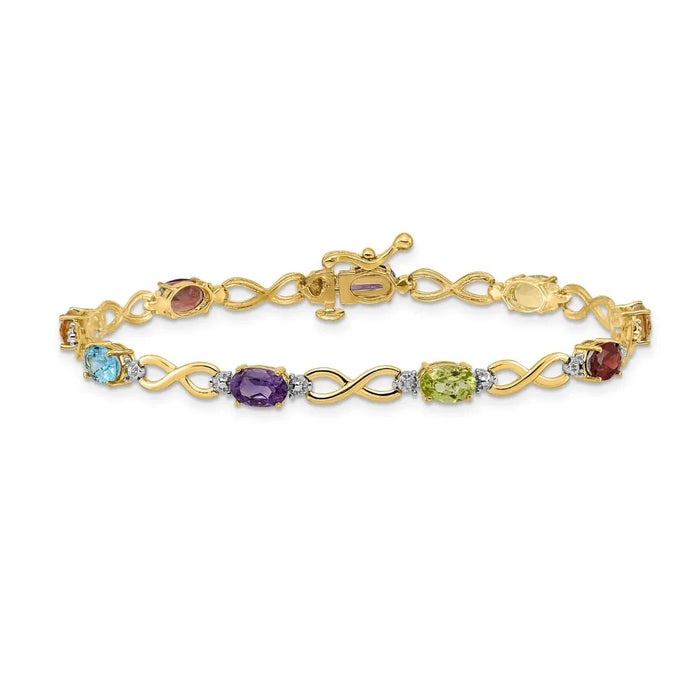 Genuine Rainbow Diamond Infinity Bracelet 14k Gold by Fine Color Jewels