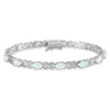 Oval White Genuine Opal & Diamond Prong Sterling Silver Infinity Link Bracelet