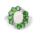 2.93 Carat Genuine Ethiopian Opal, Chrome Diopside & White Topaz .925 Sterling Silver Ring by Bids.com