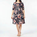Connected Apparel 3/4 Sleeve Jewel Neck Knee Length Sheath Dress, Size 24W by Vanessa Jane