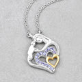 Round Violet Tanzanite Prong Silver Double Heart Pendant Necklace by Fine Color Jewels