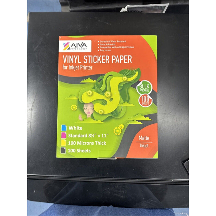 Printable Vinyl Sticker Paper for Inkjet, Matte White, 100 Self-Adhesive Sheets by Price Is Right Miami