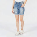 Celebrity Pink Juniors Ripped Denim Bermuda Shorts, Size 0 by Vanessa Jane