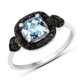 1.19 Carat Genuine Swiss Blue Topaz & Black Diamond .925 Sterling Silver Ring by Bids.com