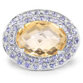 5.78 Carat Genuine Citrine and Tanzanite .925 Sterling Silver Ring by Bids.com