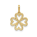 Four Leaf Clover CZ Charm Sparkle Pendant 10K Yellow Gold by Fine Color Jewels