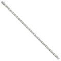 Oval White Created Opal & Diamond Prong Sterling Silver Infinity Link Bracelet by Fine Color Jewels