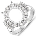 0.83 Carat Genuine White Diamond 14K White Gold Semi Mount Ring - holds 11x9mm Oval Gemstone by Bids.com