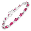 Marquise Pink Ruby Prong 10K White Gold Tennis Bracelet by Fine Color Jewels