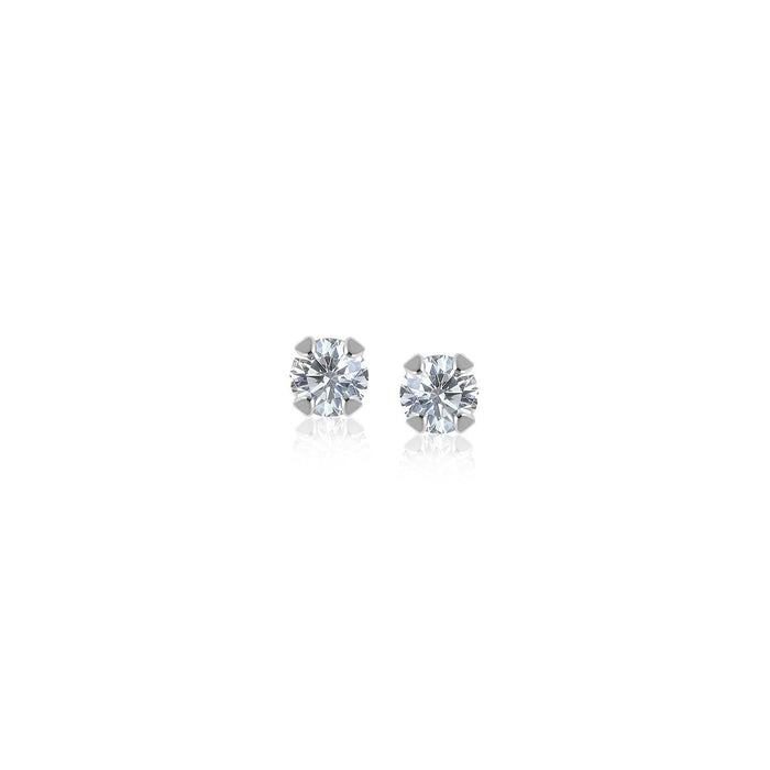 14k White Gold White Cubic Zirconia 2mm Stud Earrings by Bids.com