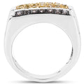 0.63 Carat Genuine Champagne Diamond and Yellow Diamond .925 Sterling Silver Ring by Bids.com