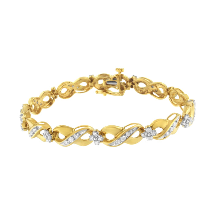 10K Yellow Gold Round-Cut Diamond Infinite Love Bracelet (1.00 cttw, I-J Color, I2-I3 Clarity) by Bids.com