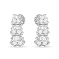 14K White Gold 7/8 cttw Baguette & Round Brilliant-Cut Diamond Dangle Multi Row Earrings (H-I Color, SI2-I1 Clarity) by Bids.com