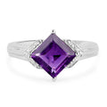 2.55 Carat Genuine Amethyst and White Topaz .925 Sterling Silver Ring by Bids.com