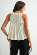 Sleeveless Knit Top With Flared Hem by Boutique 23