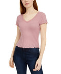 Hippie Rose Juniors' Lace-Trimmed Lettuce-Edge T-Shirt by Vanessa Jane