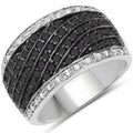 0.79 Carat Genuine Black Diamond and White Diamond .925 Sterling Silver Ring by Bids.com