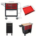 4 Drawers Multifunctional Tool Cart With Wheels And Wooden Top by DailySale