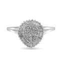 10K White Gold 1/2 Cttw Round & Baguette Cut Diamond Pear Shaped Domed PavÃ© Cluster with Halo Cocktail Ring (H-I Color, SI1-SI2 Clarity) - Size 5 by Bids.com