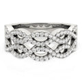Diamond Studded Double Interlocking Waves Ring in 14k White Gold (5/8 cttw) by Bids.com