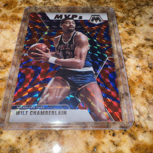 2019-20 Mosaic MVPs #300 Wilt Chamberlain Reactive Blue Prizm, 76ers, NM-MT by Price Is Right Miami
