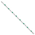 Genuine Green Emerald and Diamond Twisted Link 7 inch Bracelet by Fine Color Jewels