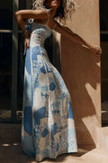 Cutout Back Printed Square Neck Maxi Dress by Boutique 23
