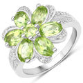 8.04 Carat Genuine Peridot and White Topaz .925 Sterling Silver 3 Piece Jewelry Set (Ring, Earrings, and Pendant w/ Chain) by Bids.com