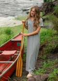 Jane Teal Stripe T-shirt Maxi Dress: S by Boutique 23
