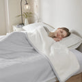 Serta Fleece to Sherpa Heated Blanket in Light Grey Finish by Vanessa Jane