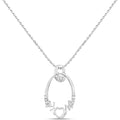 Round White Diamond Prong Silver Heart Pendant Necklace by Fine Color Jewels