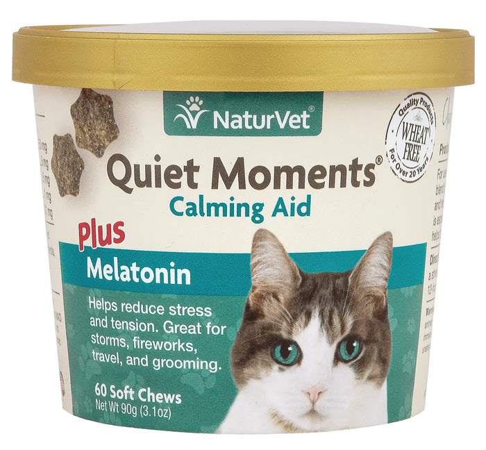 6X NaturVet Quiet Moments Calming Aid + Melatonin Soft Chews for Cats 60ct by Price Is Right Miami