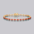 7.00 Ct Oval Orange Sapphire Prong 14K Yellow Gold Inline Tennis Bracelet by Fine Color Jewels