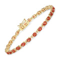 7.00 Ct Oval Orange Sapphire Prong 14K Yellow Gold Inline Tennis Bracelet by Fine Color Jewels