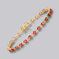 7.00 Ct Oval Orange Sapphire Prong 14K Yellow Gold Inline Tennis Bracelet by Fine Color Jewels