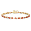 7.00 Ct Oval Orange Sapphire Prong 14K Yellow Gold Inline Tennis Bracelet