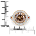 7.07 Ct Genuine Round Brown Diamond 18K Yellow Gold Pave Halo Ring by Fine Color Jewels