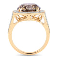 7.07 Ct Genuine Round Brown Diamond 18K Yellow Gold Pave Halo Ring by Fine Color Jewels
