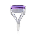 7.23 Ct Octagon Purple Amethyst and White Topaz Prong Silver Statement Ring by Fine Color Jewels