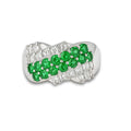 7.26 Ct Round Green Tsavorite Garnet and White Topaz Prong Silver Cluster Ring by Fine Color Jewels