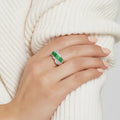 7.26 Ct Round Green Tsavorite Garnet and White Topaz Prong Silver Cluster Ring by Fine Color Jewels