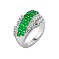 7.26 Ct Round Green Tsavorite Garnet and White Topaz Prong Silver Cluster Ring by Fine Color Jewels