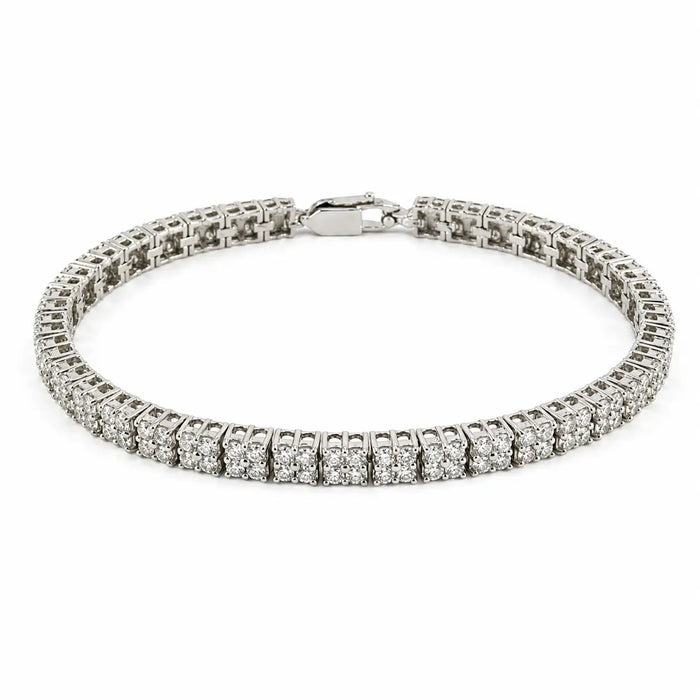 7.3 Ct Round White Topaz Prong Silver Tennis Bracelet by Fine Color Jewels