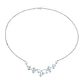 7.36 Ct Round Blue Topaz Prong Silver Bib Cocktail Necklace by Fine Color Jewels