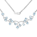 7.36 Ct Round Blue Topaz Prong Silver Bib Cocktail Necklace by Fine Color Jewels