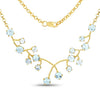 7.36 Ct Round Sky Blue Topaz Prong 18K Gold Plated Silver BIB Rolo Chain Necklace