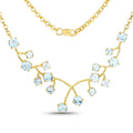 7.36 Ct Round Sky Blue Topaz Prong 18K Gold Plated Silver BIB Rolo Chain Necklace by Fine Color Jewels